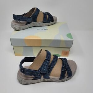 Earth Origins Suede Adjustable Sport Sandals Westfield Wendy Navy Blue 7.5W